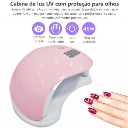 Imagem de Cabine 48W LED Secagem Unhas Acrigel Alongamento Esmalte Gel