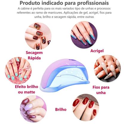Imagem de Cabine 48W LED Secagem Unhas Acrigel Alongamento Esmalte Gel