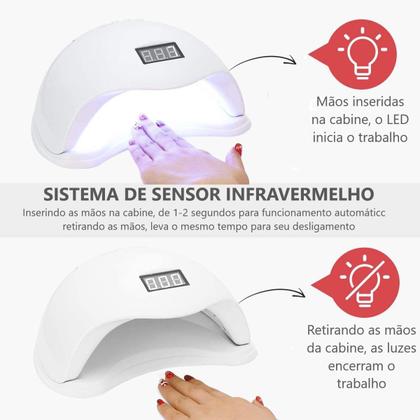 Imagem de Cabine 48W LED Secagem Unhas Acrigel Alongamento Esmalte Gel