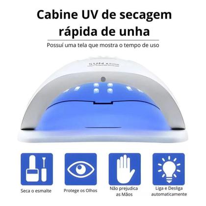 Imagem de Cabine Unha Profissional Com Sensor Led Uv Secagem Gel Acrigel Esmalte