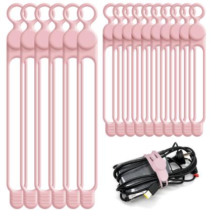 Imagem de Cable Ties Cord Organizer Nearockle Silicone 16PCS (rosa)