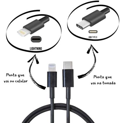 Imagem de Cabo 1 Metro USB Tipo C Com Lightning Carregamento e Dados Anti Chamas CKS