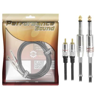 Imagem de Cabo 2 Rca X 2 P10 Mono 2 Metros Profissional Alta Qualidade