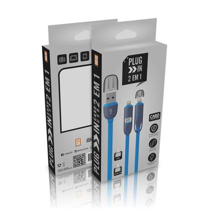 Imagem de Cabo  2em1 USB X Micro USBV8 e lightning) C/ 1.2M VLH MBTECH