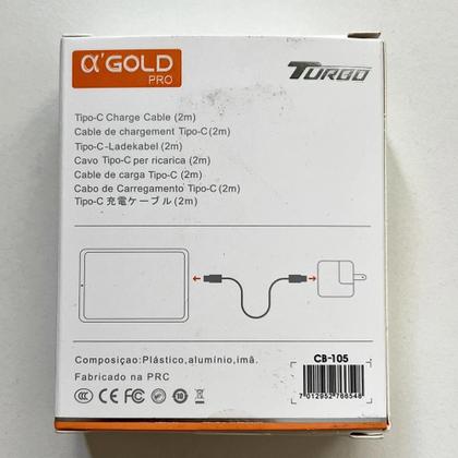 Imagem de Cabo 2m Turbo 60w Duplo Usb-c Para iPhone 15 16 17 E Android Branco A'Gold