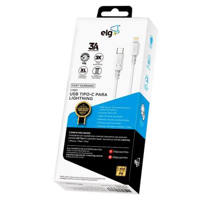 Imagem de Cabo 2M USB Tipo C p/ Lightning Elgin Branco iPods