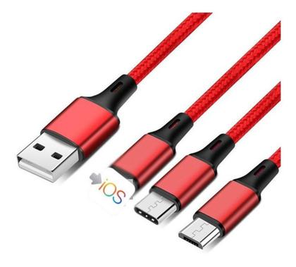 Imagem de Cabo 3 em 1 USB Oberon de Carregamento Rápido 120cm