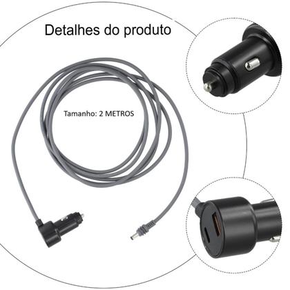 Imagem de Cabo 3 Em 1 Veicular Com Voltímetro 2m Tipoc 12v Portatil