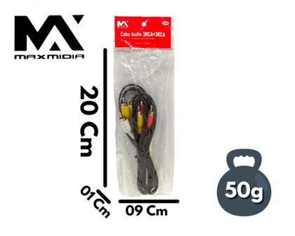 Imagem de Cabo 3 RCA Áudio Estéreo 1,5 Metros MaxMidia MA-30857-31: Para TV, DVD e Som