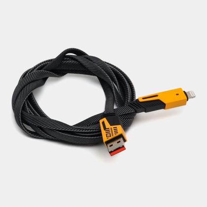 Imagem de Cabo 4 em 1 Reforçado 65W Turbo com Conectores Lightning, Tipo-C e USB-A  Compatível com iPhone