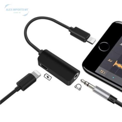 Imagem de Cabo Adaptador Celular Carrega Fone Duplo pra Ifone