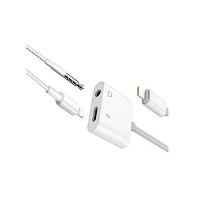 Imagem de Cabo Adaptador compatível p/ Lightning e Fone P2 Branco