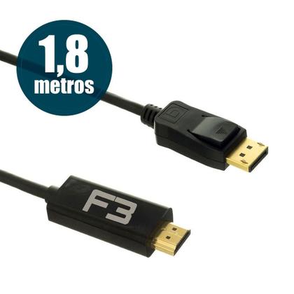Imagem de Cabo Adaptador Conversor Displayport para HDMI F3, 1.8 Metros - JC- CB-DMI18