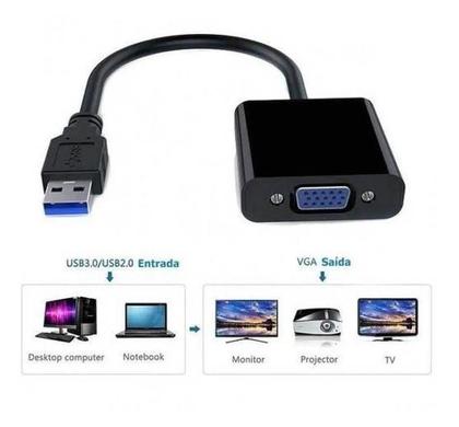 Imagem de Cabo Adaptador Conversor Vga Femea X Usb 3.0 Extensor Tela