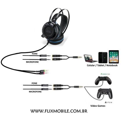 Imagem de Cabo Adaptador de Áudio para controle Fone de Ouvido e Controle de Video Game