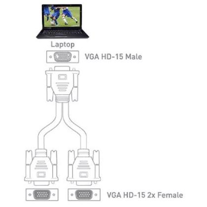 Imagem de Cabo Adaptador Duplicador Y VGA 1 Macho x 2 VGA Fêmea LE5514