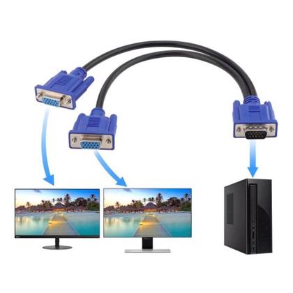 Imagem de Cabo Adaptador Duplicador Y VGA 1 Macho x 2 VGA Fêmea LE5514