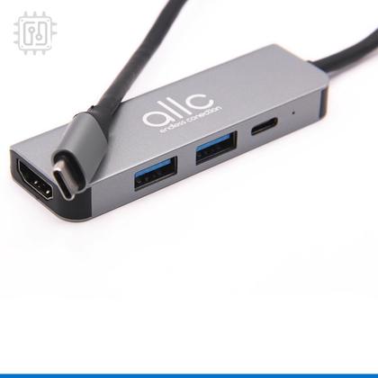 Imagem de Cabo Adaptador Hub Usb Tipo C para Hdmi 4K Usb 3.0 Usb C PD 4 em 1