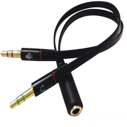 Imagem de Cabo Adaptador P3 Fêmea Para 2 P2 Macho Fone E Microfone