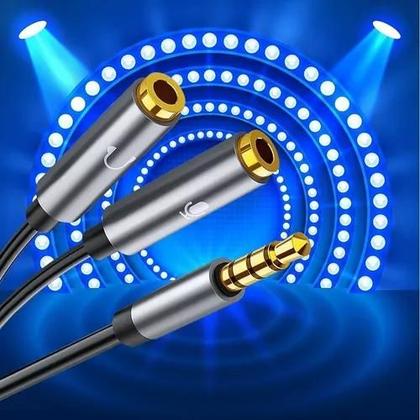 Imagem de Cabo Adaptador P3 Macho X 2 P2 Fêmea Fone Microfone