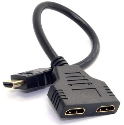 Imagem de Cabo adaptador splitter HDMI 1 entrada 2 saídas divisor de imagem