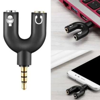 Imagem de Cabo Adaptador Splitter P3 X P2 Fone Microfone Headset Controle Áudio Pc