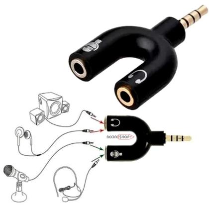 Imagem de Cabo Adaptador Splitter P3 X P2 Fone Microfone Headset Controle Áudio Pc