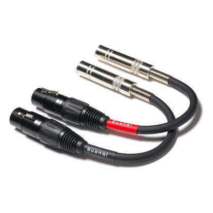 Imagem de Cabo adaptador Suanqi XLR fêmea para 6,35 mm TRS fêmea 15 cm, pacote com 2 unidades