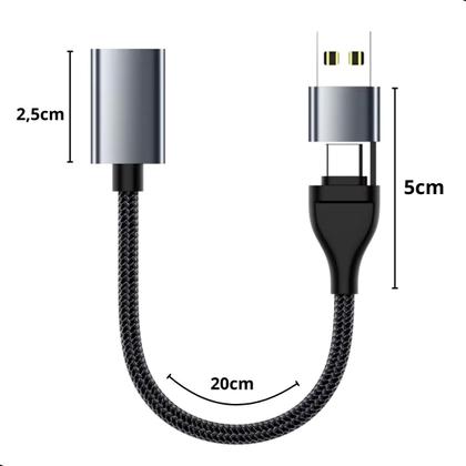 Imagem de Cabo Adaptador Tipo C Otg Usb 3.0 Universal 2 Em 1 Celular