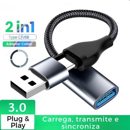 Imagem de Cabo Adaptador Tipo C Otg Usb 3.0 Universal 2 Em 1 Celular