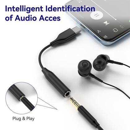 Imagem de Cabo Adaptador Tipo C Usb-C Para Fone De Ouvido P2 P3 3.5mm