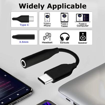 Imagem de Cabo Adaptador Tipo C Usb-C Para Fone De Ouvido P2 P3 3.5mm
