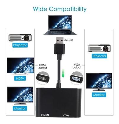 Imagem de Cabo Adaptador Usb 3.0 Para Hdmi Vga Video Audio 1080p