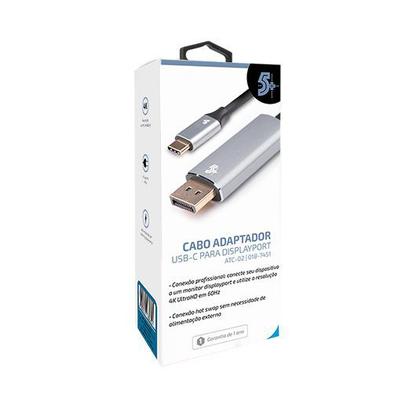 Imagem de Cabo adaptador usb c para displayport macho 4k 60hz 1.8m, 5