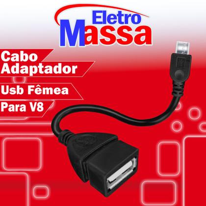 Imagem de Cabo Adaptador V8 Micro USB para USB Fêmea OTG