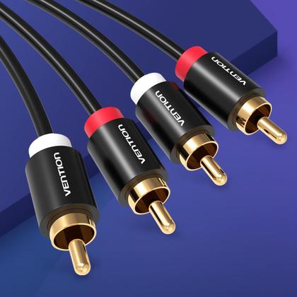 Imagem de Cabo Audio 2 Rca Macho P/ 2 Rca Macho Blindado Dj 1m Vention