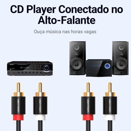 Imagem de Cabo Audio 2 Rca Macho P/ 2 Rca Macho Blindado Dj 1m Vention