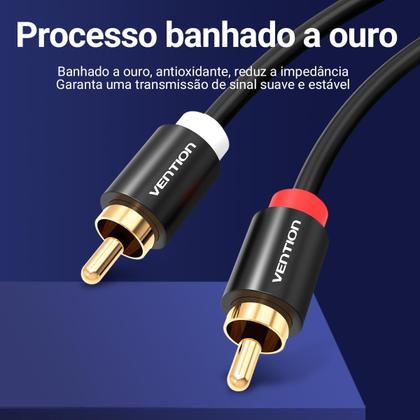 Imagem de Cabo Audio 2 Rca Macho P/ 2 Rca Macho Blindado Dj 1m Vention