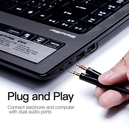 Imagem de Cabo Áudio Divisor Y Estéreo P3 3.5mm Vention Splitter 30cm