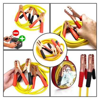 Imagem de Cabo Auxiliar de Partida Automotiva - Carga Bateria Carro Chupeta - 2,5m 800 A