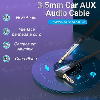 Imagem de Cabo Auxiliar P2 macho para P2 Macho 90 Banhado Ouro 1m