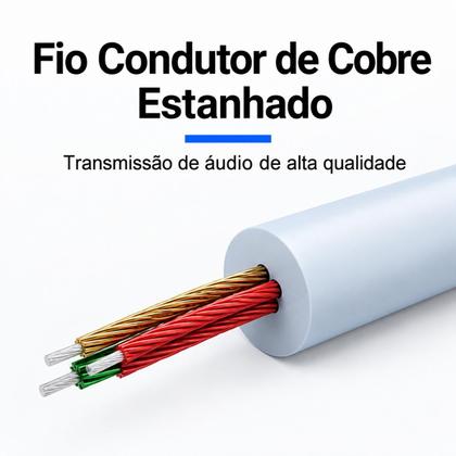 Imagem de Cabo Auxiliar P2 X 2 Rca Estereo Blindado Som 8m Vention