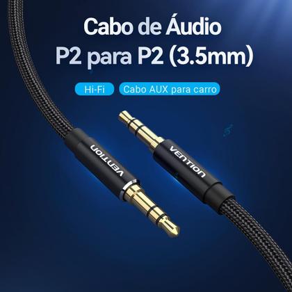 Imagem de Cabo Auxiliar P2 X P2 3.5mm Estéreo Hifi 0,5m Banhado A Ouro