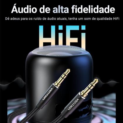 Imagem de Cabo Auxiliar P2 X P2 3.5mm Estéreo Hifi 0,5m Banhado A Ouro