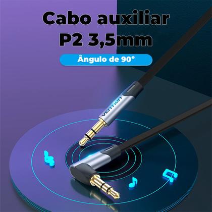 Imagem de Cabo Auxiliar P2 x P2 90 Áudio Estéreo HiFi 50cm Vention