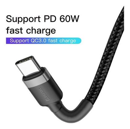 Imagem de Cabo Baseus Turbo Tipo- C Duplo Cafule 60w Qc 3.0 1m Cor Preto