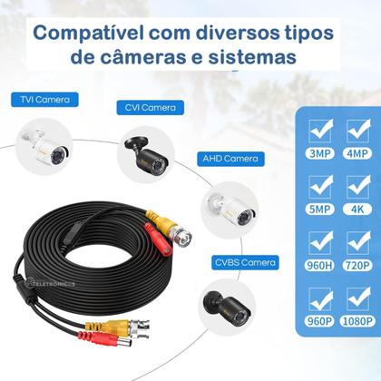 Imagem de Cabo BNC Conectores DC e Vídeo para CFTV Resistente e Pronto Para Uso L010 L020