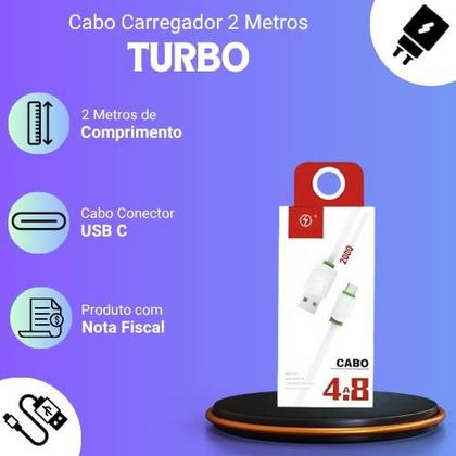 Imagem de Cabo Carregador 2 Metros Compatível com Samsung Galaxy M34 - Cabo USB C