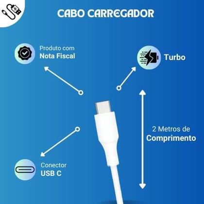 Imagem de Cabo Carregador 2 Metros Compatível com Samsung Galaxy M34 M33 M32 M31 M23 M22 M21S _ Cabo USB C