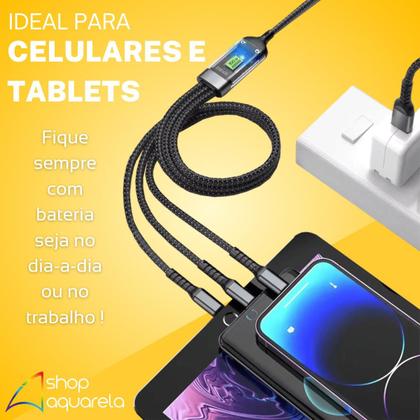Imagem de Cabo Carregador 3 em 1 Turbo100W Rápido Original Inova